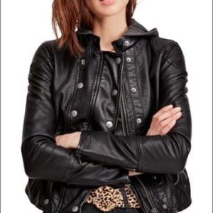 Free People Black Dawn Vegan Faux Leather Jacket